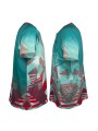 Detalle laterales APACS 10155 microfibra turquesa y roja con costuras reforzadas y ventilación multideporte