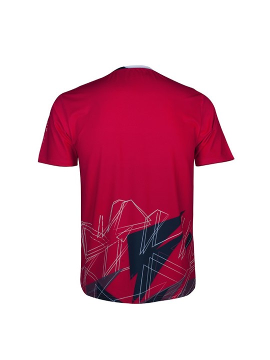 Camiseta técnica APACS 10158 roja vista trasera con tejido transpirable y secado rápido