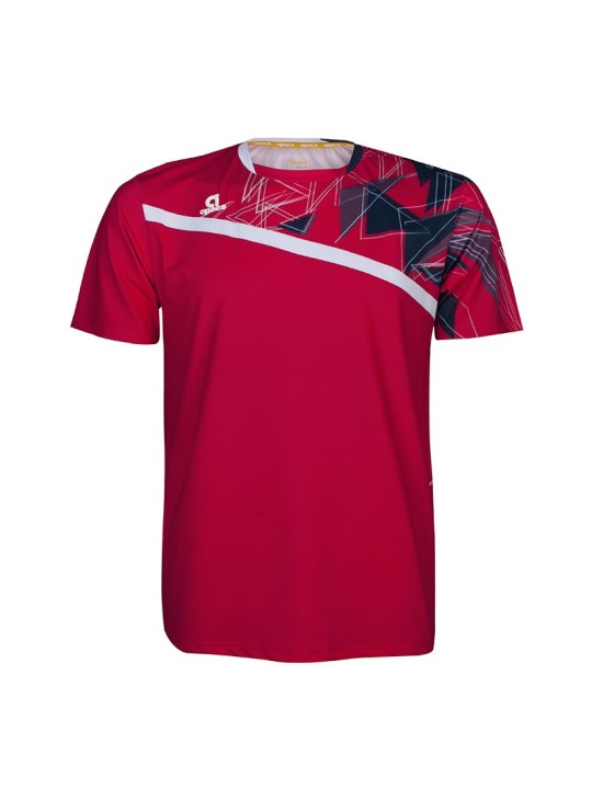 Camiseta técnica APACS 10158 roja vista frontal para bádminton de alto rendimiento