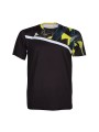Camiseta técnica APACS 10158 negra vista frontal para bádminton de alto rendimiento