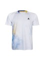 Camiseta técnica APACS 10157 blanca frontal multideporte: bádminton, tenis, pádel y pickleball