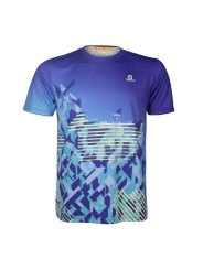 Camiseta técnica APACS 10159 azul vista frontal para bádminton