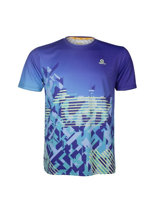 Camiseta técnica APACS 10159 azul vista frontal para bádminton