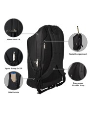 Mochila APACS 335 Negra con espacio seguro para raquetas de bádminton o palas deportivas