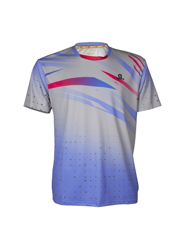 APACS 10152 gris claro y morado frontal en microfibra stretch transpirable para bádminton, tenis y pádel