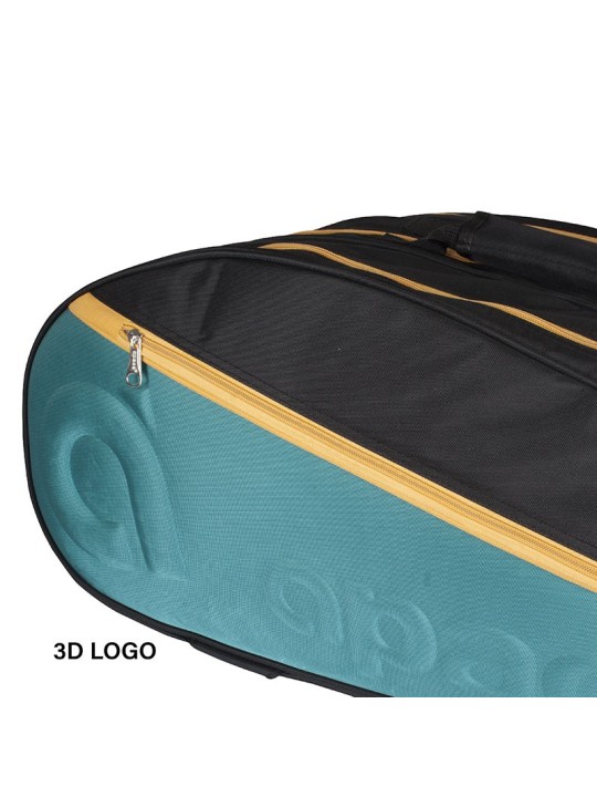 Interior APACS 3812 triple compartimento para raquetas, ropa y accesorios esenciales