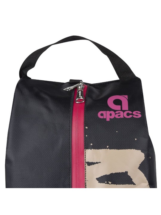 Bolsa para zapatillas APACS negra, ligera y compacta, perfecta para llevar en mochila o equipaje de entrenamiento