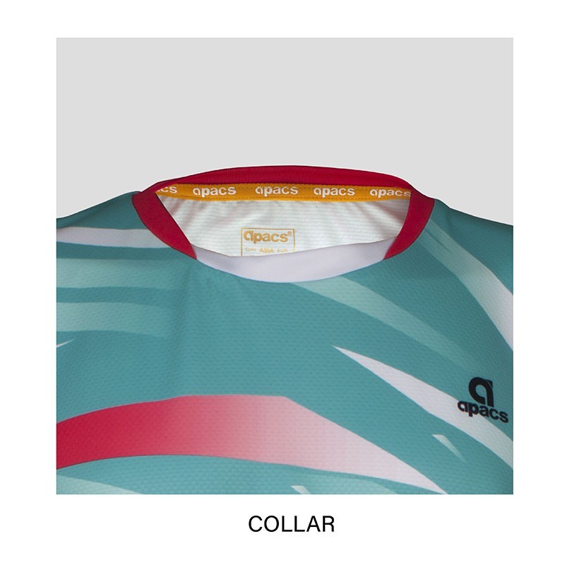 Cuello termosellado ergonómico APACS 10152 turquesa y blanca sin costuras internas para competición