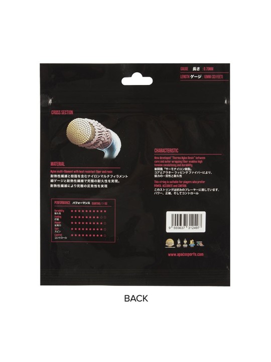 Cuerda APACS Signature Pro 70 en bobina de 10 metros lista para encordar raquetas de bádminton