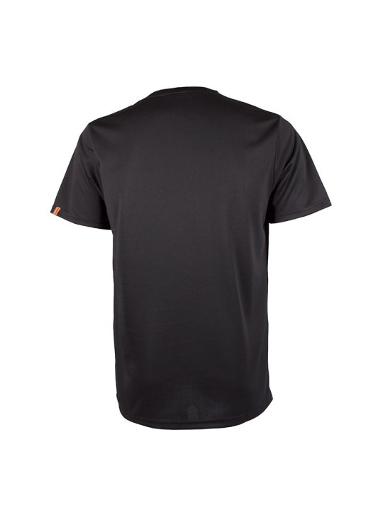 Camiseta básica APACS 309 negra trasera corte recto transpirable para entrenamiento