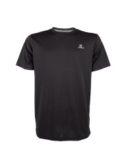 Camiseta básica APACS 309 negra frontal unicolor multideporte: bádminton, tenis, pádel y pickleball