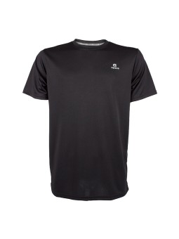 Camiseta básica APACS 309 negra frontal unicolor multideporte: bádminton, tenis, pádel y pickleball