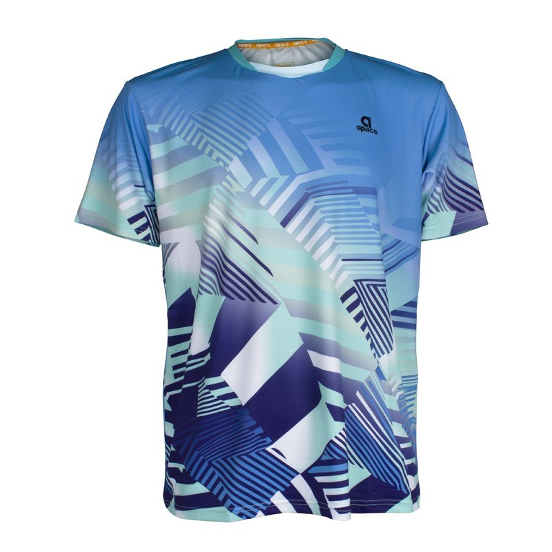 APACS 10155 sky blue y navy frontal en microfibra ultraligera multideporte: bádminton, tenis y pádel