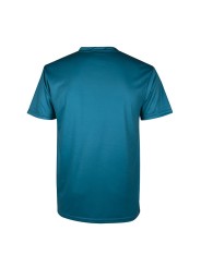 Camiseta técnica APACS 10137 esmeralda y neon trasera microperforada secado ultrarrápido