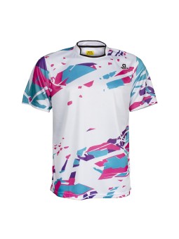 Camiseta técnica blanca APACS 6202 frontal para bádminton, pádel, tenis y pickleball en tejido deportivo ligero