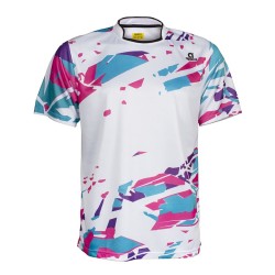 Camiseta técnica blanca APACS 6202 frontal para bádminton, pádel, tenis y pickleball en tejido deportivo ligero