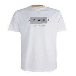 APACS 503 blanca frontal microfibra ligera slim fit para bádminton, tenis y pádel