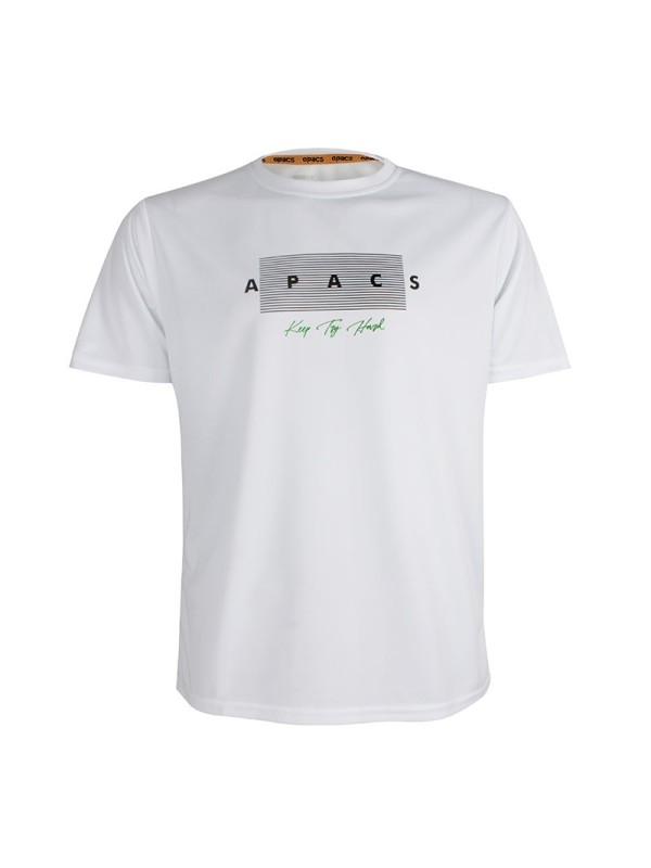 APACS 503 blanca frontal microfibra ligera slim fit para bádminton, tenis y pádel