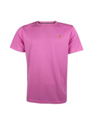 Camiseta básica APACS 309 rosa frontal unicolor multideporte: bádminton, tenis, pádel y pickleball
