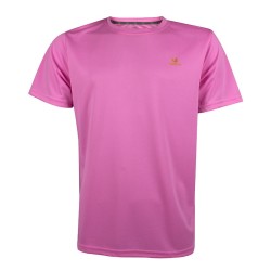 Camiseta básica APACS 309 rosa frontal unicolor multideporte: bádminton, tenis, pádel y pickleball
