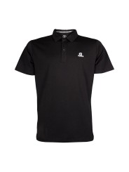 Polo técnico APACS 013 negro frontal en piqué ligero multideporte: bádminton, pádel y tenis