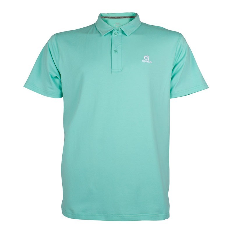 Polo técnico APACS 013 verde frontal en piqué transpirable multideporte: pádel, tenis y bádminton
